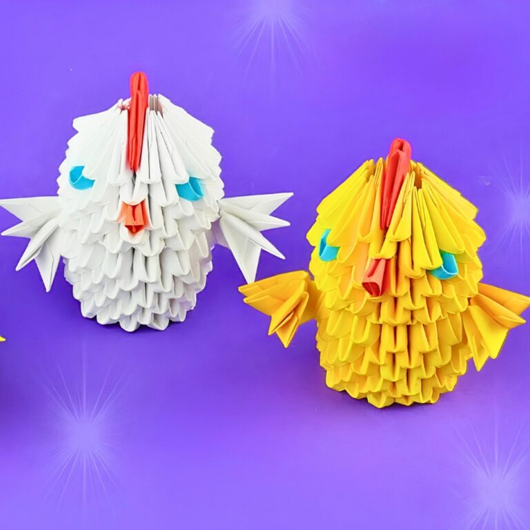 Easy 3D Origami Chick Tutorial Using Folded Paper Pieces