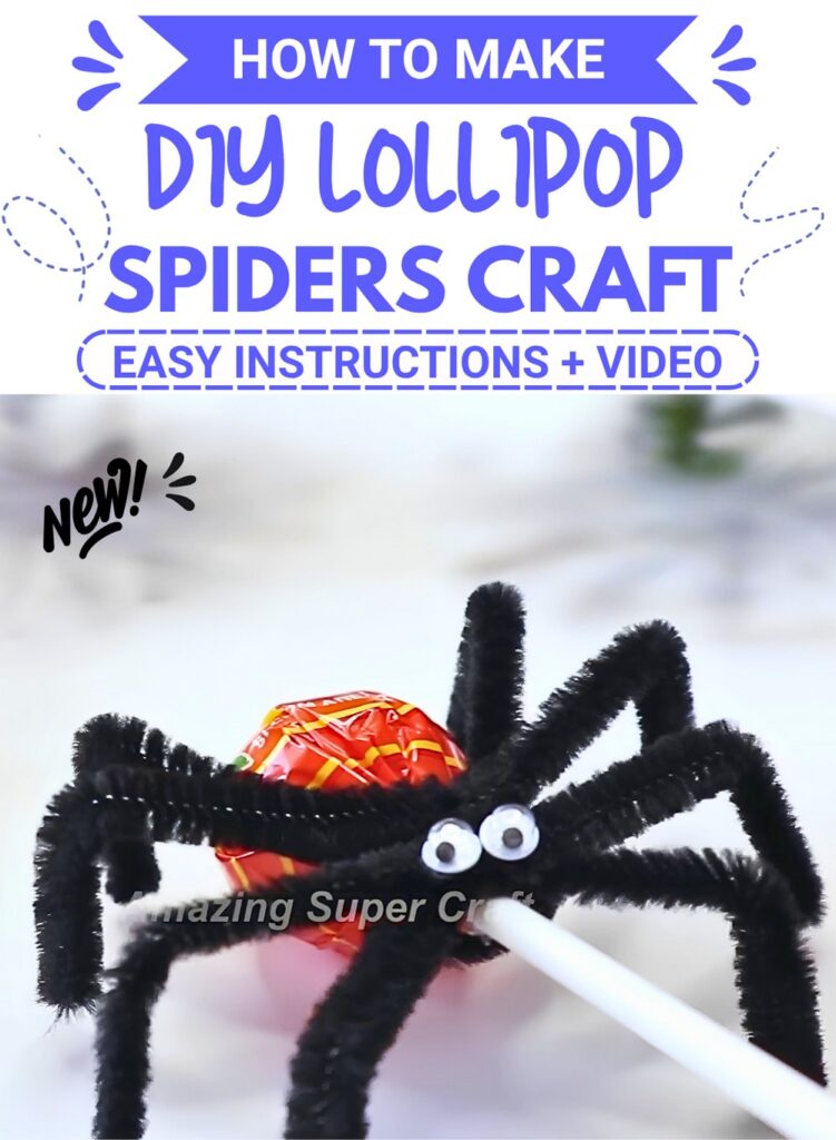 DIY Lollipop Spiders Craft with Pipe Cleaners and Googly Eyes
