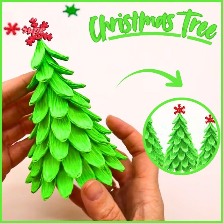 DIY Mini Crepe Paper Christmas Tree Craft Tutorial