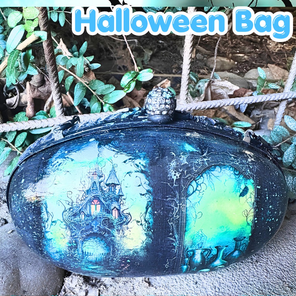 DIY Spooky Halloween Bag with Paint, Decoupage, and Clay