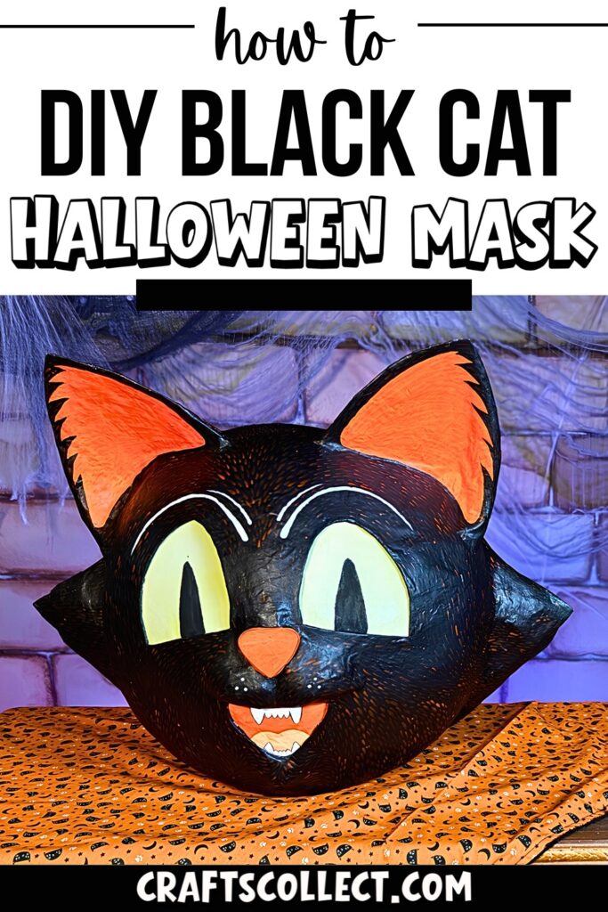 DIY Vintage Black Cat Halloween Mask with Papier-Mâché