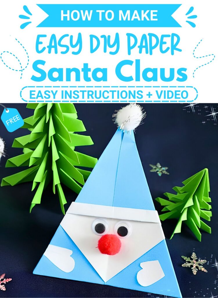 Easy DIY Paper Santa Claus Craft with Pom Poms