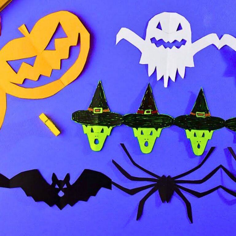 Easy Halloween Paper Garlands - Ghosts, Bats, and Witches