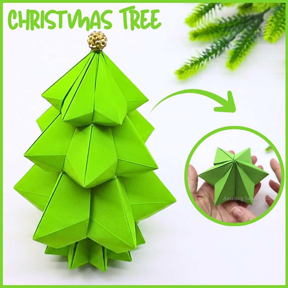How to Make a 3D Paper Christmas Tree with Stacked Star Layers