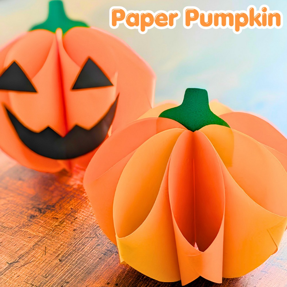 Make 3D Paper Pumpkin Wall Decorations for Halloween