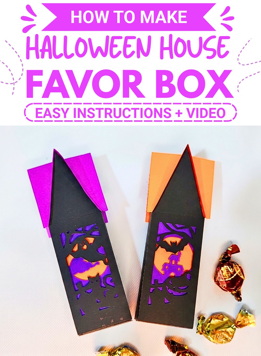 DIY 3D Layered Paper Halloween House Favor Box Tutorial