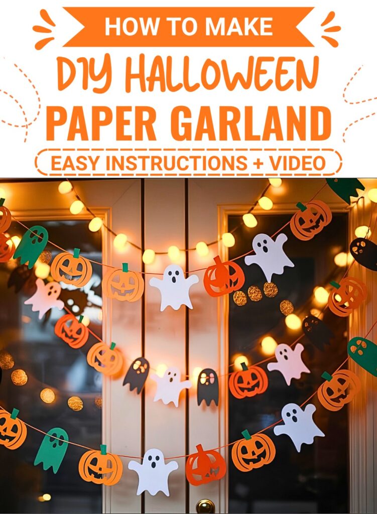 DIY Halloween Paper Garland With Pumpkins, Ghosts, and Bats